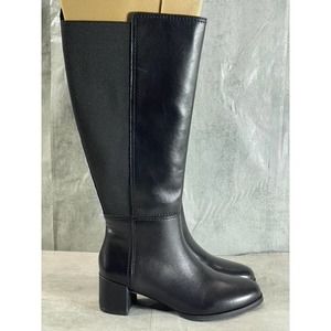 NATURALIZER Women's Wide Calf Black Leather Brent Waterproof Knee-High Boots SZ7
